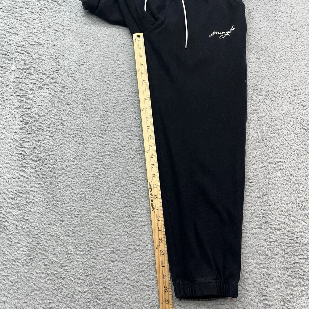 YoungLA 219 Chill Relaxed Cloud Joggers Mens M Black Heavy Cotton Sweatpants